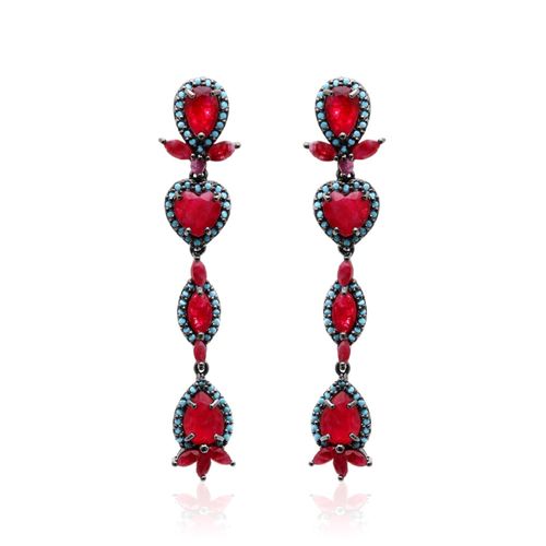 Brinco rubi premium nano turquesa longo formas