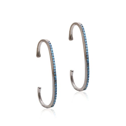 Brinco zirconia azul claro ear hook