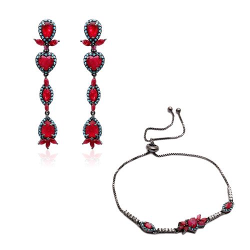 Brinco rubi premium nano turquesa longo formas