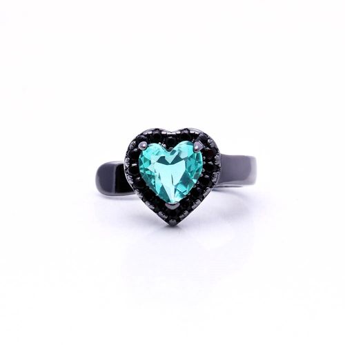 Brinco cristal paraiba zirconia negra coração piercing pequeno (unitário)