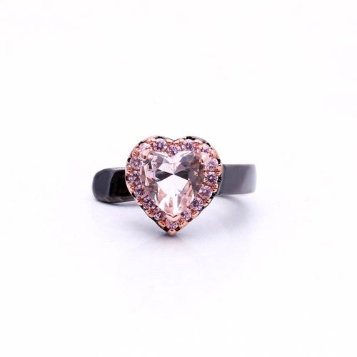 Brinco cristal morganita zirconia rosa coração piercing pequeno (unitário)