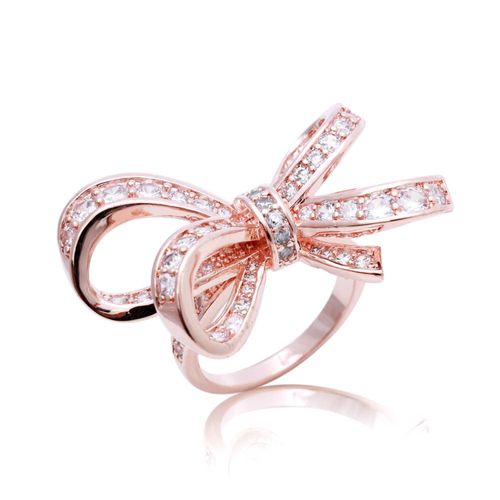 Anel zirconia branca laço aro17