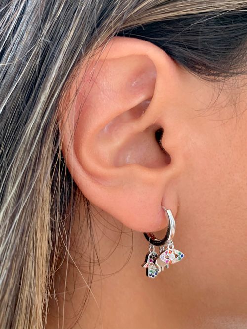 Brinco zirconia roxa zirconia champagne zirconia vermelha ear bling patua