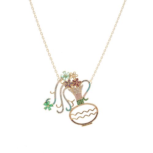 Colar Cristal Esmeralda Signo Aquário Banho de Ouro 18K 55CM
