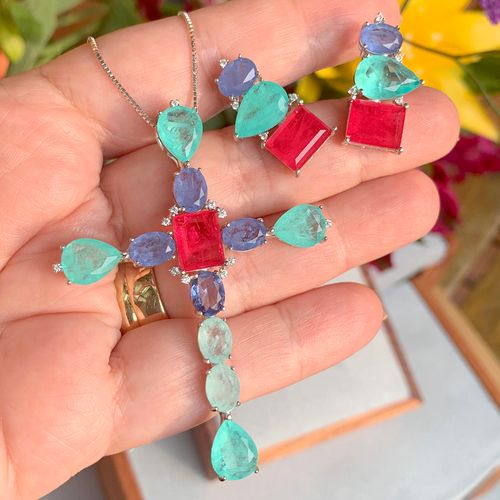 Brinco fusion turmalina rosa fusion tanzanita fusion turmalina paraiba ear cuff formas