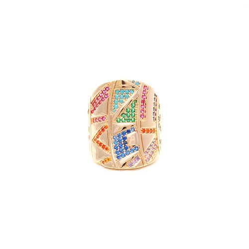 Anel zirconia vermelha nano turquesa zirconia roxa riscos (promoção 50%) aro14