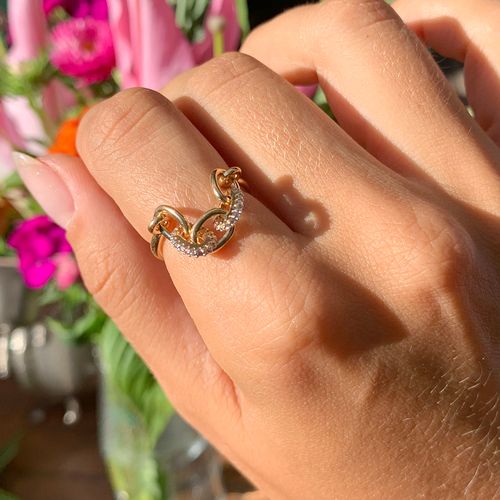 Anel zirconia branca corrente (promoção 50%) aro21