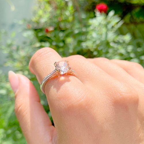 Anel cristal morganita cristal rubi zirconia branca solitario coroa (promoção 50%) aro22