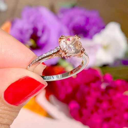 Anel cristal morganita cristal rubi zirconia branca solitario coroa (promoção 50%) aro22
