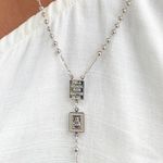 Colar Terço Medalha Liso Banho de Ródio Branco