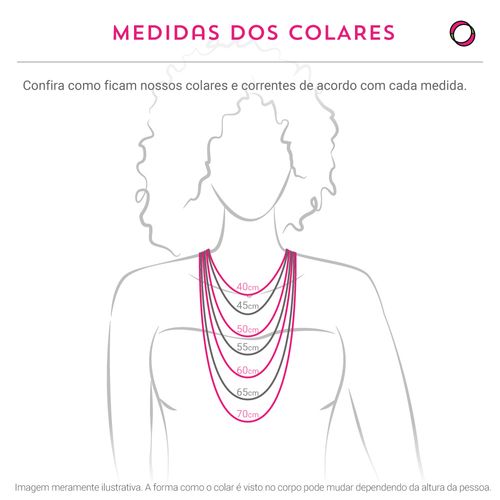 Colar zirconia colorida circulo borboletas 50cm