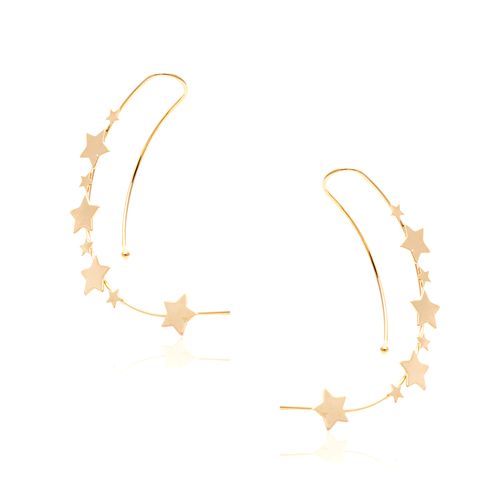 Brinco folheado liso ear cuff estrelas