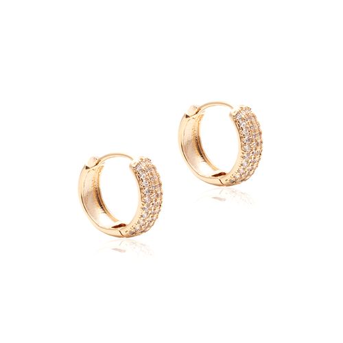Brinco zirconia branca argola + piercing linhas ( g )