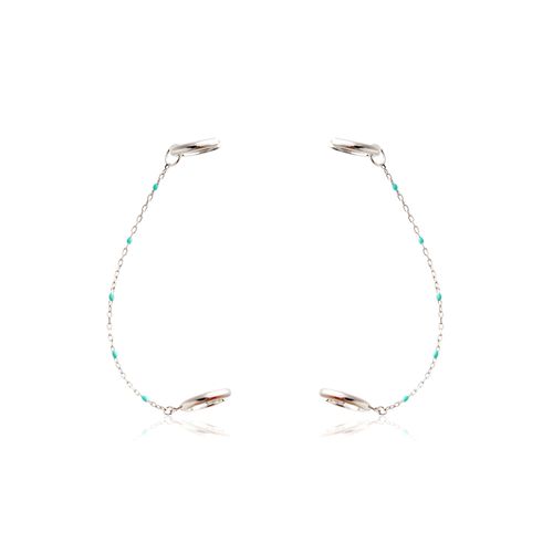 Brinco turquesa corrente bolinhas