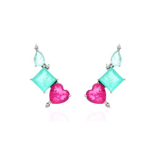 Brinco fusion turmalina rosa fusion turmalina paraiba fusion turmalina light ear cuff formas