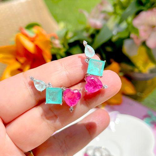 Brinco fusion turmalina rosa fusion turmalina paraiba fusion turmalina light ear cuff formas