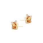Brinco Quadrado Cristal Citrino Banho de Ouro 18K
