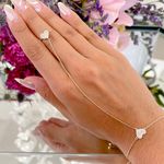 Pulseira Trevila Corações Zirconia Branca Banho de Ouro 18K