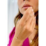 Pulseira Trevila Corações Zirconia Branca Banho de Ouro 18K