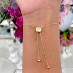 Pulseira Trevila Corações Zirconia Branca Banho de Ouro 18K