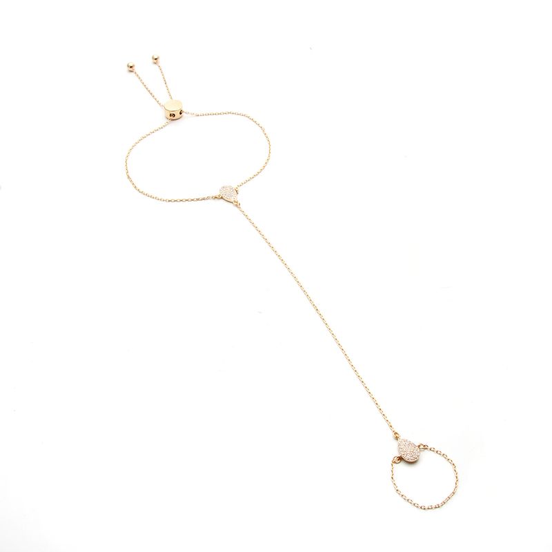 Pulseira Trevila Zircônia Branca Inteira Gotas Banho de Ouro 18K