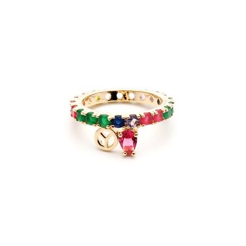 Anel cristal turmalina rosa cristal safira cristal ametista gota paz e amor (promoção 50%) aro17