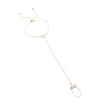 Pulseira Trevila Corações Zirconia Branca Banho de Ouro 18K