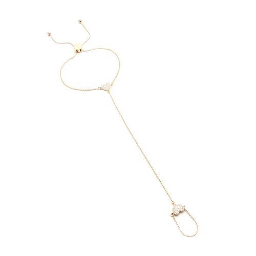 Pulseira Trevila Corações Zirconia Branca Banho de Ouro 18K (SUPER PROMOÇÃO)