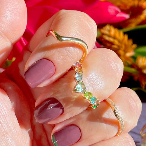 Anel cristal peridoto cristal paraiba cristal tanzanita v trio aro14