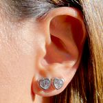 Brinco Coração 6x6mm Zircônia Branca Prata 925