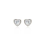 Brinco Coração 6x6mm Zircônia Branca Prata 925