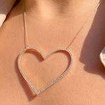 Colar Coração Zircônia Branca Banho de Ouro 18K