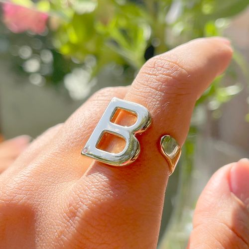 Anel zirconia branca letra b aro15 (promoção 50%)