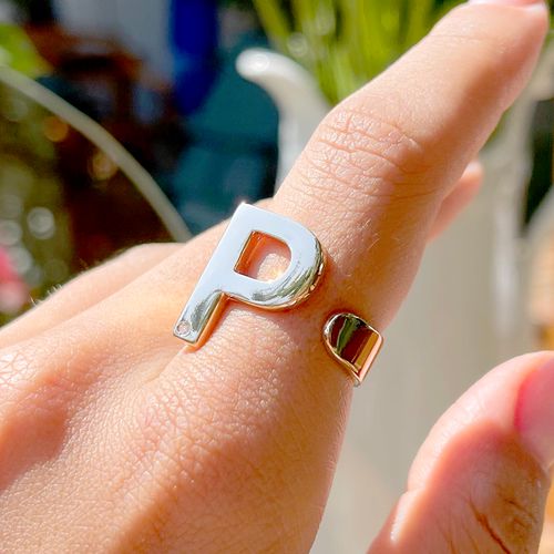Anel zirconia branca letra p aro15 (promoção 50%)