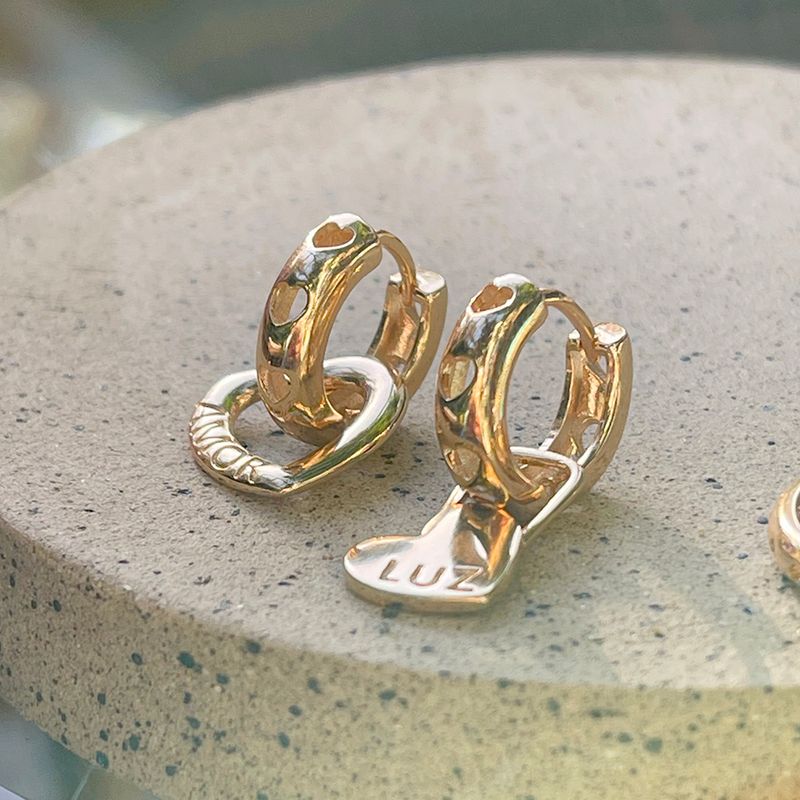Brinco Ear Bling Argola Amor Banho de Ouro 18K