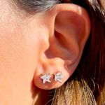 Brinco Ponto de Luz Estrela 6mm Zircônia Branca Prata 925