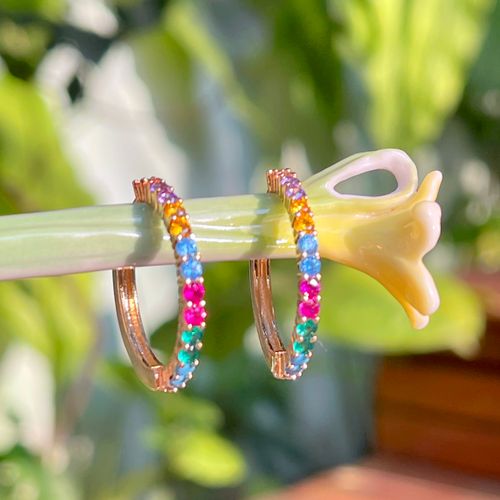 Brinco turquesa cristal esmeralda cristal turmalina rosa argola cravejado