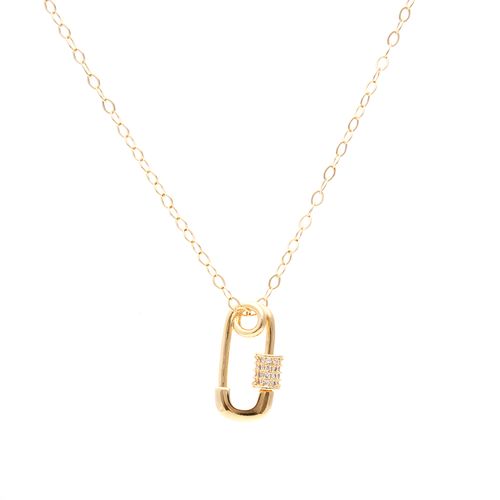Colar zirconia branca com pingente cravejado 55cm