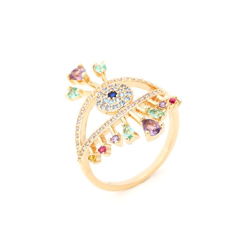 Anel cristal ametista cristal paraiba zirconia colorida olho grego pavão aro13 (super promoção)