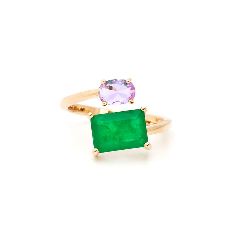Anel-Oval-Fusion-Esmeralda-Retangulo-Banho-de-Ouro-18K
