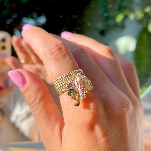 Anel zirconia colorida zirconia branca amuletos aro13 (promoção 50%)