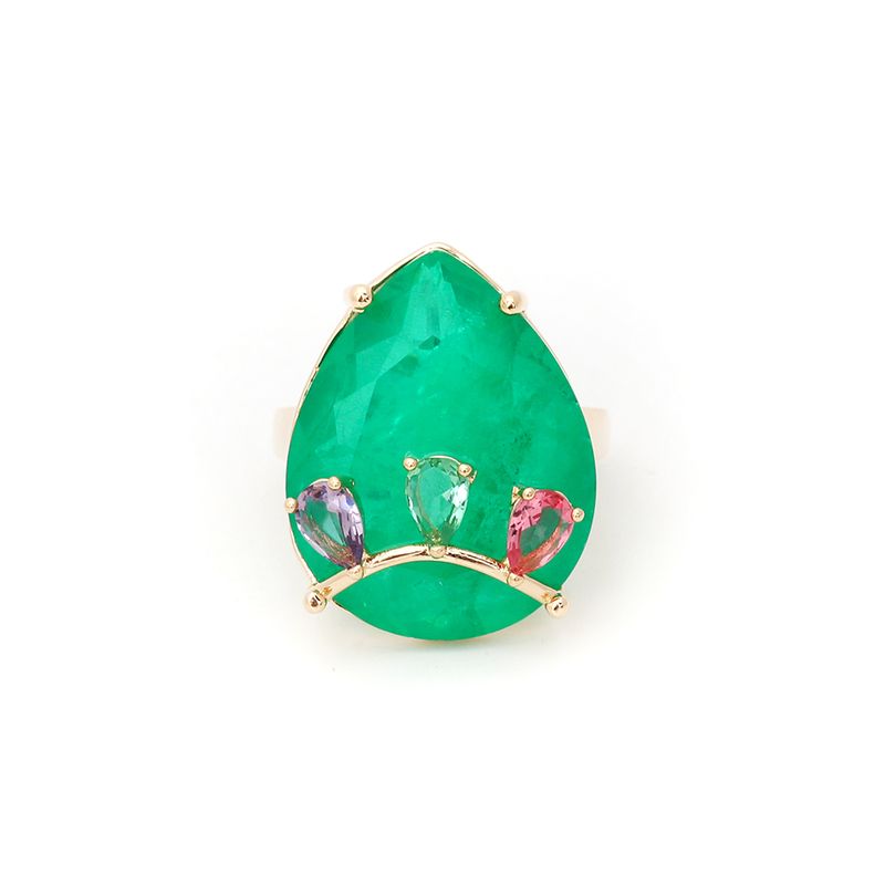 Anel-Gota-Princesa-Fusion-Esmeralda-Banho-de-Ouro-18K