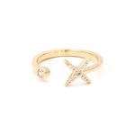 Anel-Estrela-4-Pontas-Aberto-Zirconia-Branca-Banho-de-Ouro-18K-