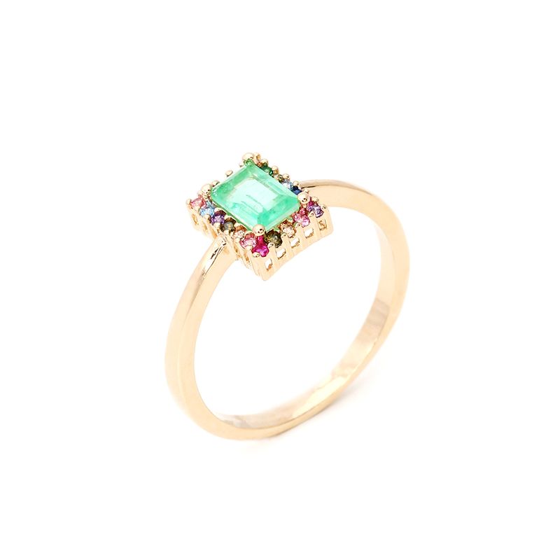 Anel-Solitario-Retangular-Fusion-Esmeralda-Colombiana-Banho-de-Ouro-18K-