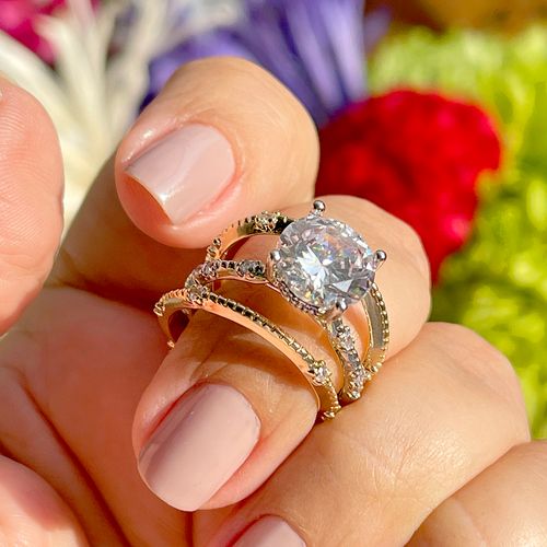Anel zirconia branca solitario brilhante c/3 aro16