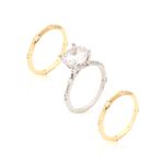 Kit-Anel-Solitario-e-Alianca-Zirconia-Branca-Banho-de-Ouro-18K