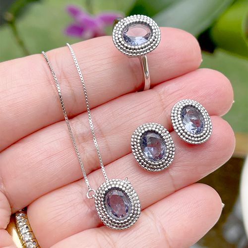 Anel cristal tanzanita ovalzinho aro22