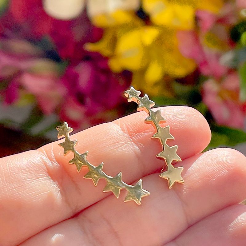 Brinco Ear Cuff Estrela Banho de Ouro 18K