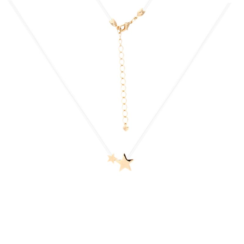 Colar Estrela Fio Nylon Banho de Ouro 18K