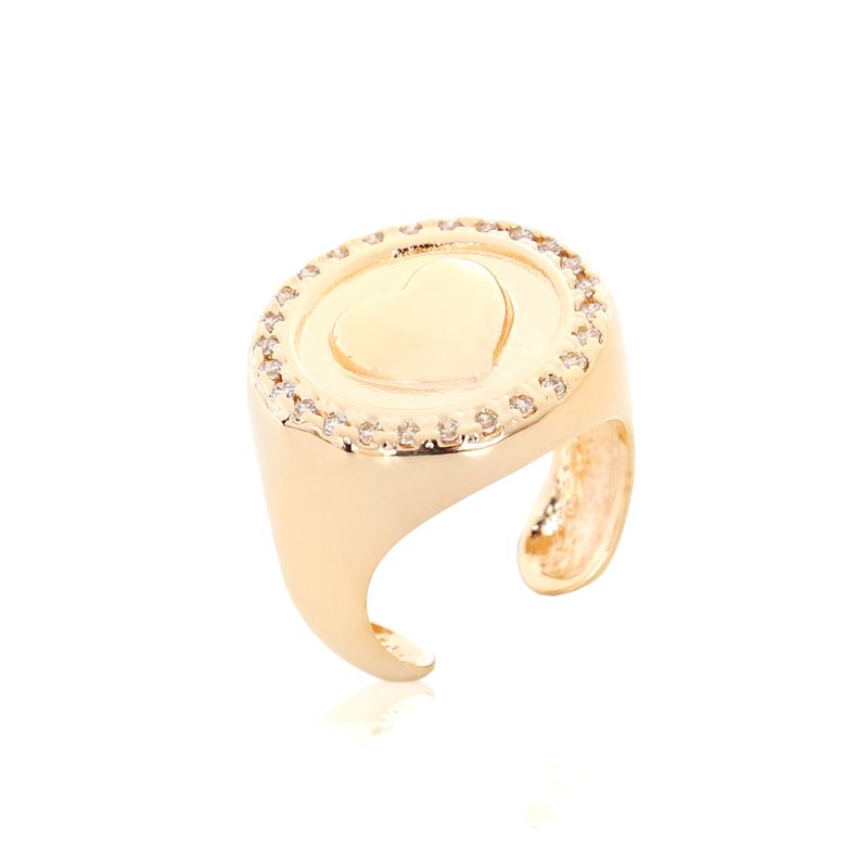 Anel de Dedinho Coração Cravejado Zircônia Branca Banho de Ouro 18K